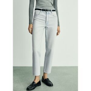 MNG The Mom Jeans High Waist Ankle Size 2 Light‎  Wash Pockets Zip-Up Y2K Casual